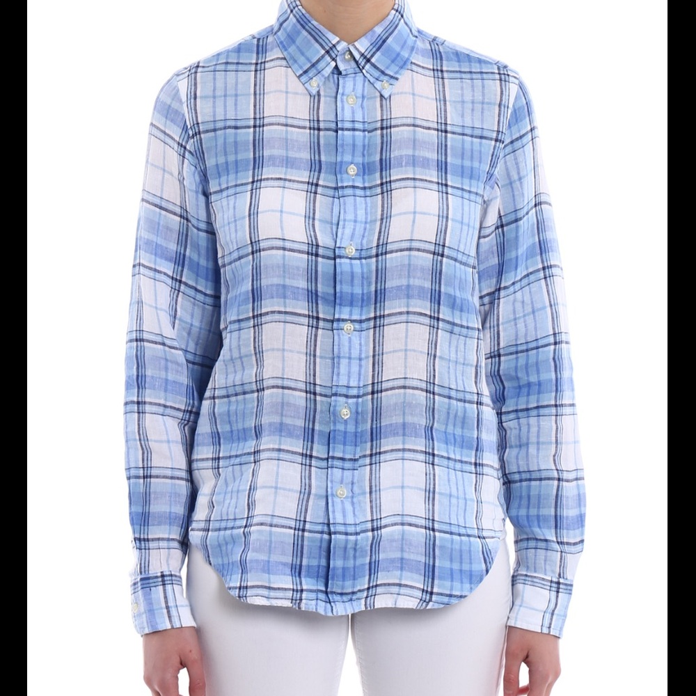Ralph Lauren Blue and White Checkered Shirt